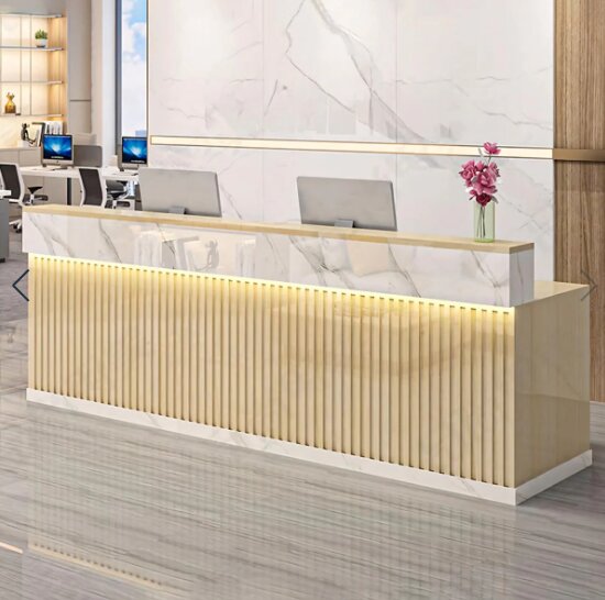 LED Reception Desk – Contemporary Front Counter with Customisable Colo ...